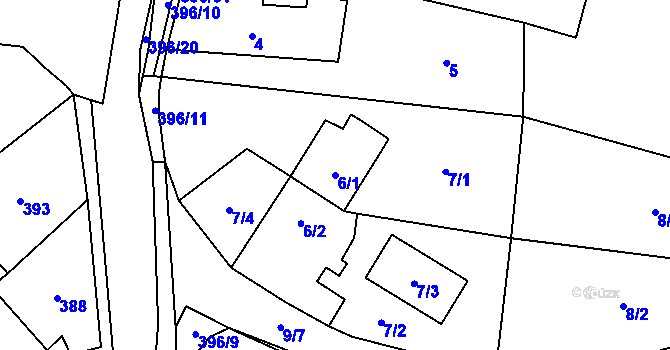 Parcela st. 6/1 v KÚ Černošice, Katastrální mapa