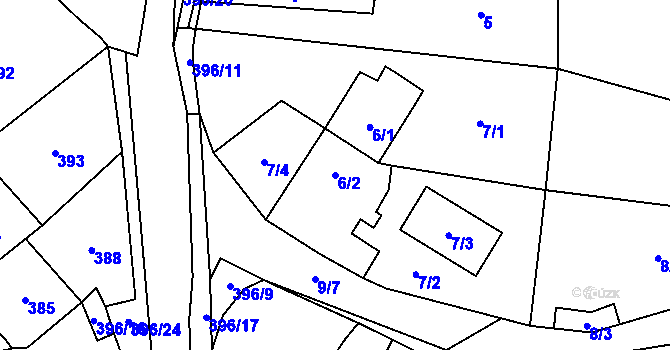 Parcela st. 6/2 v KÚ Černošice, Katastrální mapa