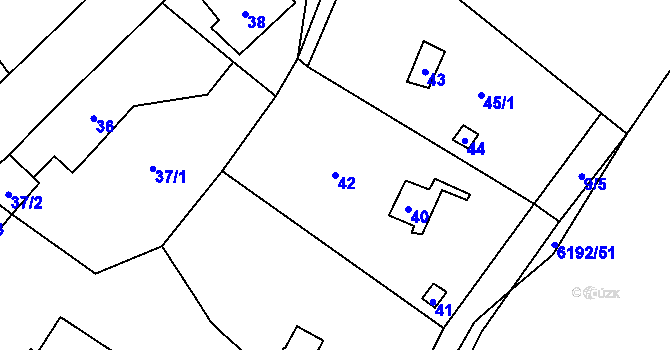 Parcela st. 42 v KÚ Černošice, Katastrální mapa