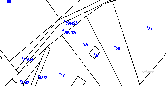 Parcela st. 49 v KÚ Černošice, Katastrální mapa