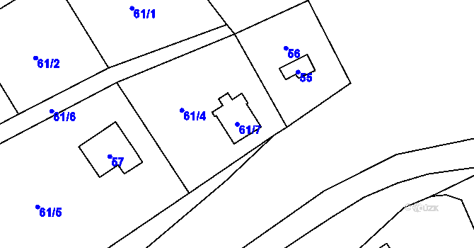 Parcela st. 61/7 v KÚ Černošice, Katastrální mapa