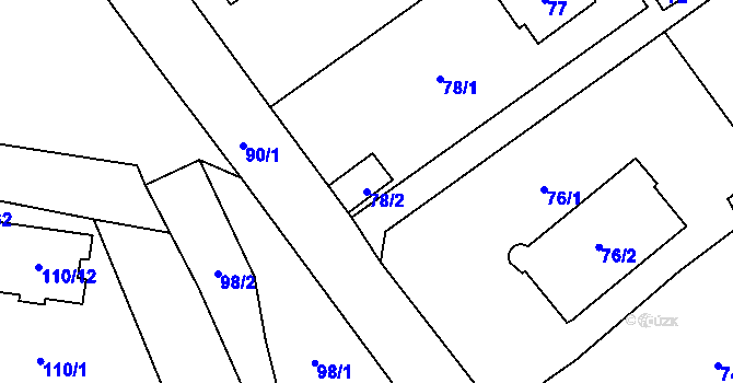Parcela st. 78/2 v KÚ Černošice, Katastrální mapa
