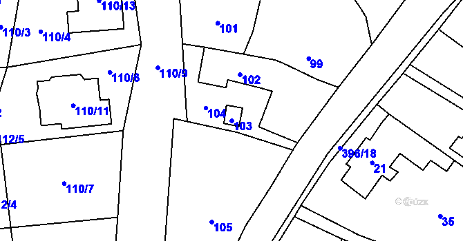 Parcela st. 103 v KÚ Černošice, Katastrální mapa