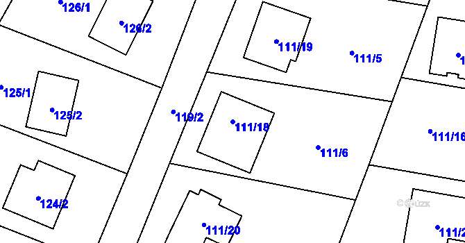 Parcela st. 111/18 v KÚ Černošice, Katastrální mapa