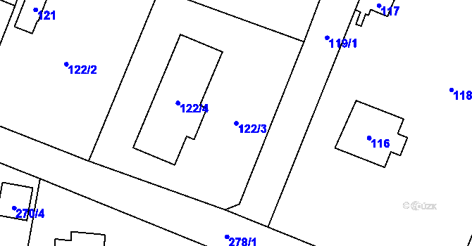Parcela st. 122/3 v KÚ Černošice, Katastrální mapa