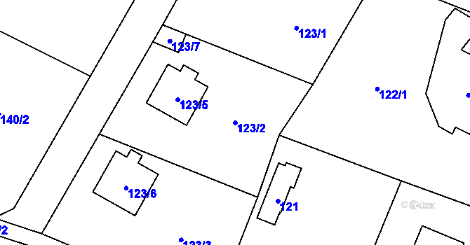 Parcela st. 123/2 v KÚ Černošice, Katastrální mapa