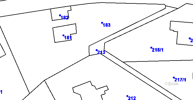 Parcela st. 213 v KÚ Černošice, Katastrální mapa