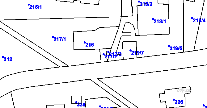 Parcela st. 217/2 v KÚ Černošice, Katastrální mapa