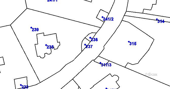 Parcela st. 237 v KÚ Černošice, Katastrální mapa