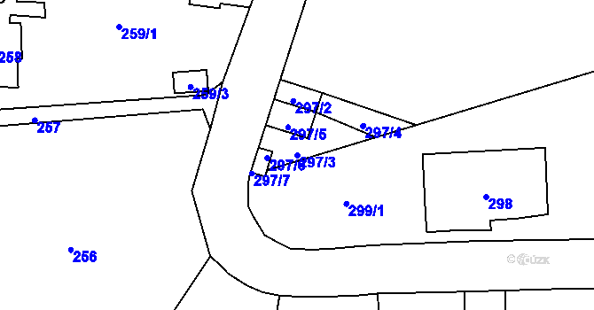 Parcela st. 297/3 v KÚ Černošice, Katastrální mapa