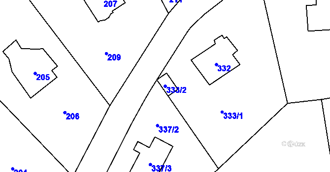 Parcela st. 333/2 v KÚ Černošice, Katastrální mapa