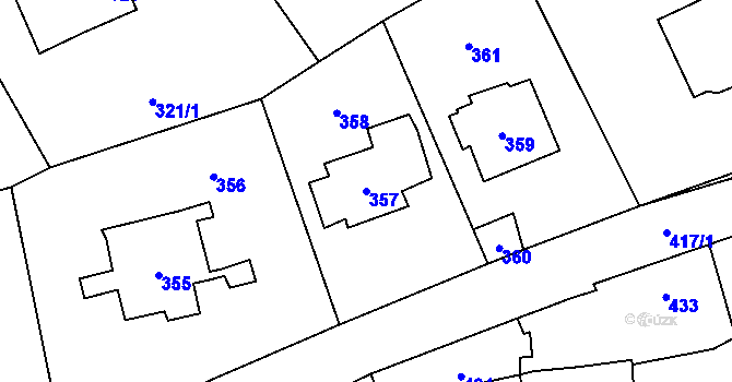 Parcela st. 357 v KÚ Černošice, Katastrální mapa