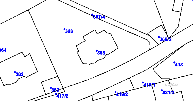 Parcela st. 365 v KÚ Černošice, Katastrální mapa