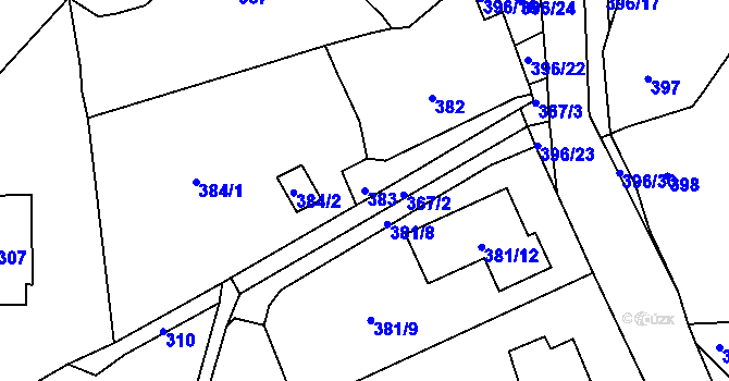 Parcela st. 383 v KÚ Černošice, Katastrální mapa