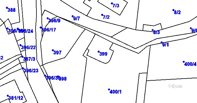 Parcela st. 399 v KÚ Černošice, Katastrální mapa