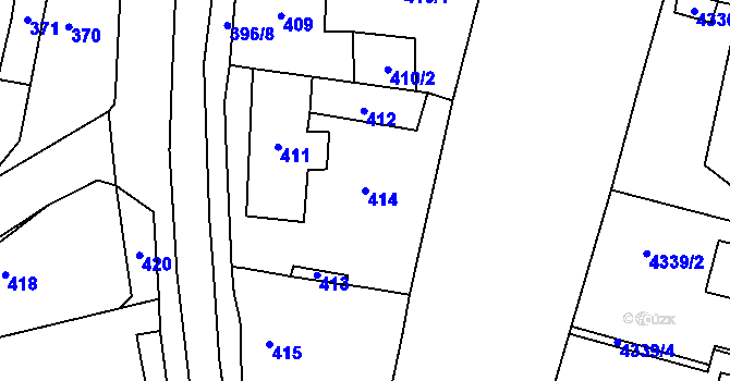 Parcela st. 414 v KÚ Černošice, Katastrální mapa