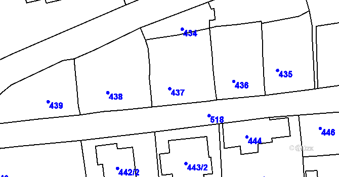 Parcela st. 437 v KÚ Černošice, Katastrální mapa