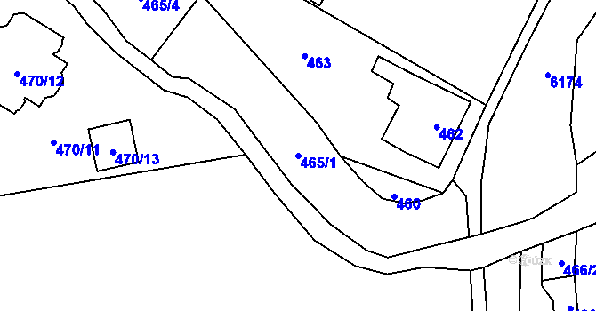 Parcela st. 465/1 v KÚ Černošice, Katastrální mapa