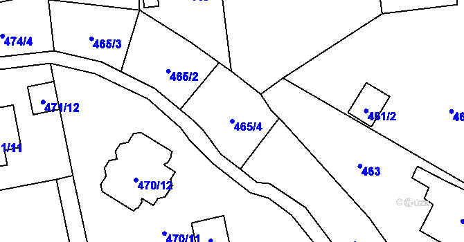 Parcela st. 465/4 v KÚ Černošice, Katastrální mapa