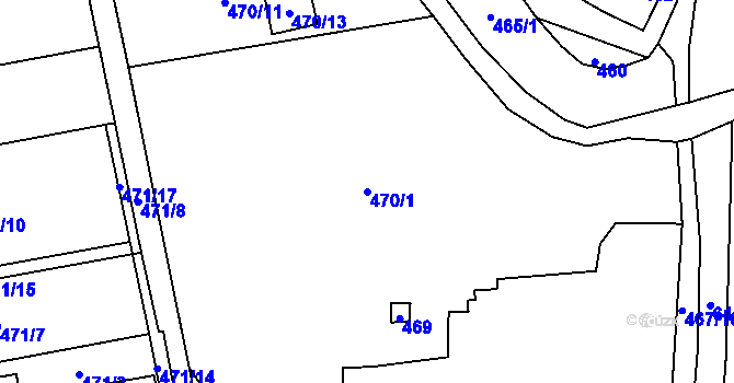 Parcela st. 470/1 v KÚ Černošice, Katastrální mapa