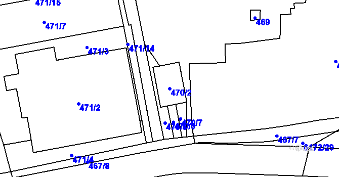 Parcela st. 470/2 v KÚ Černošice, Katastrální mapa