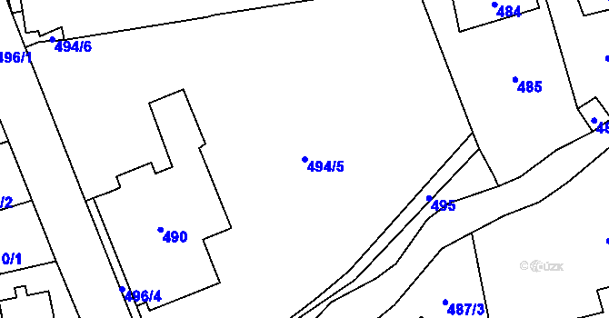 Parcela st. 494/5 v KÚ Černošice, Katastrální mapa