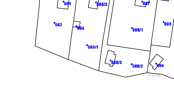 Parcela st. 585/1 v KÚ Černošice, Katastrální mapa