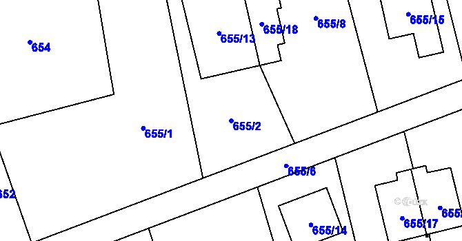 Parcela st. 655/2 v KÚ Černošice, Katastrální mapa