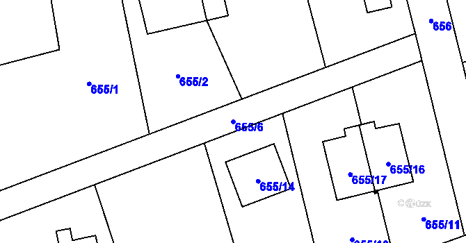 Parcela st. 655/6 v KÚ Černošice, Katastrální mapa