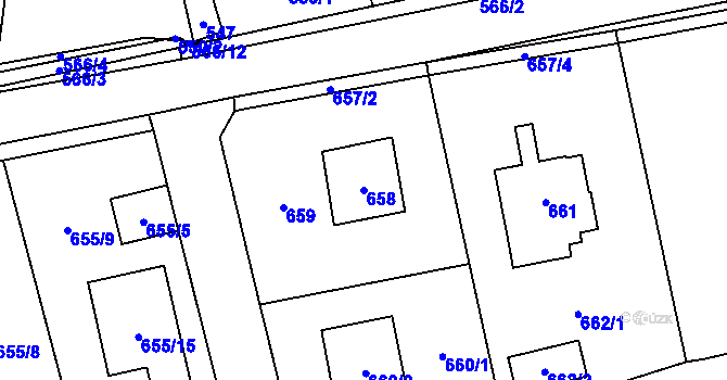 Parcela st. 658 v KÚ Černošice, Katastrální mapa