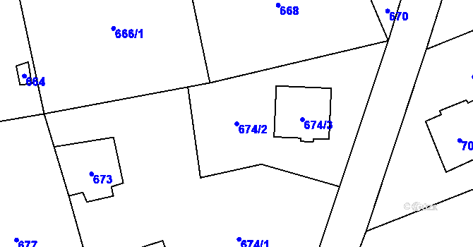 Parcela st. 674/2 v KÚ Černošice, Katastrální mapa