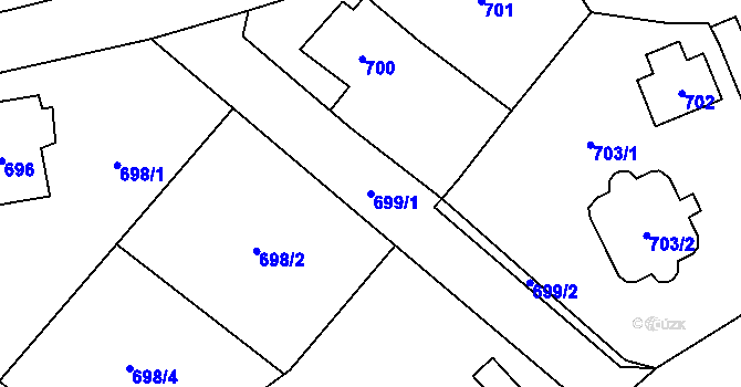 Parcela st. 699/1 v KÚ Černošice, Katastrální mapa