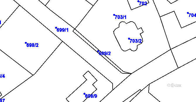 Parcela st. 699/2 v KÚ Černošice, Katastrální mapa