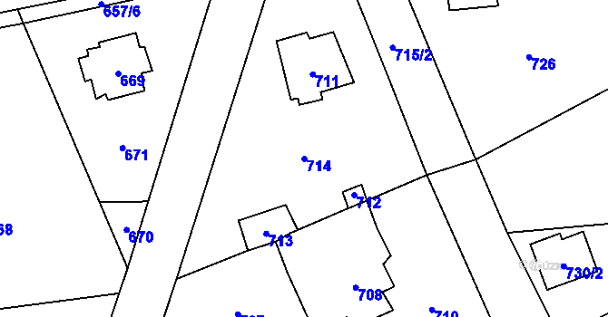 Parcela st. 714 v KÚ Černošice, Katastrální mapa