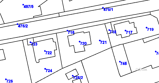 Parcela st. 720 v KÚ Černošice, Katastrální mapa