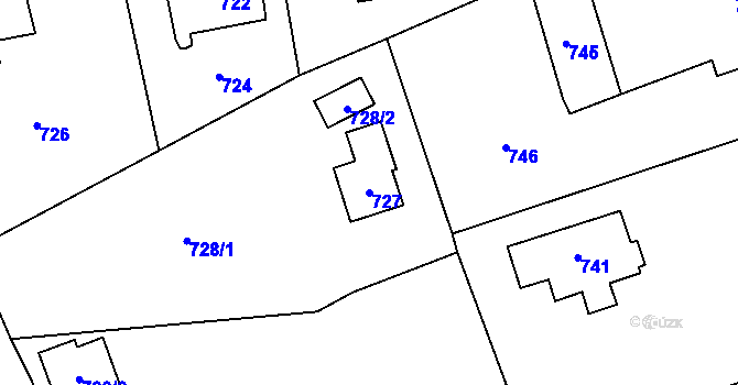 Parcela st. 727 v KÚ Černošice, Katastrální mapa