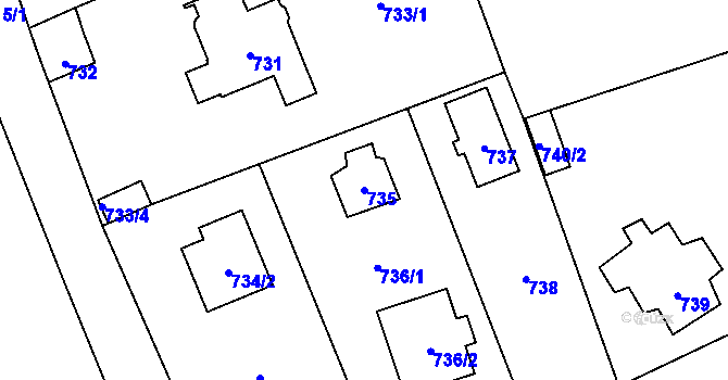 Parcela st. 735 v KÚ Černošice, Katastrální mapa