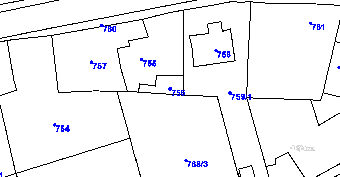 Parcela st. 756 v KÚ Černošice, Katastrální mapa