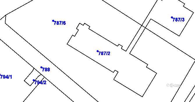 Parcela st. 787/2 v KÚ Černošice, Katastrální mapa