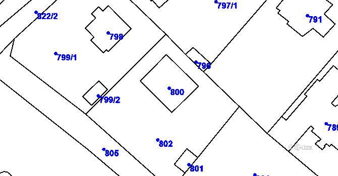 Parcela st. 800 v KÚ Černošice, Katastrální mapa