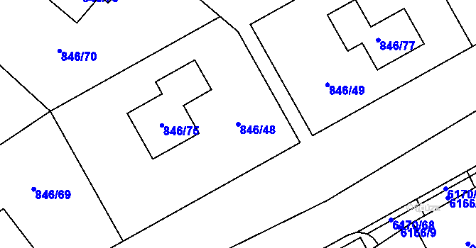 Parcela st. 846/48 v KÚ Černošice, Katastrální mapa
