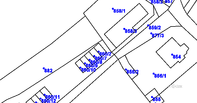 Parcela st. 860/2 v KÚ Černošice, Katastrální mapa