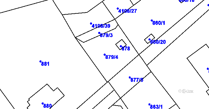 Parcela st. 879/4 v KÚ Černošice, Katastrální mapa