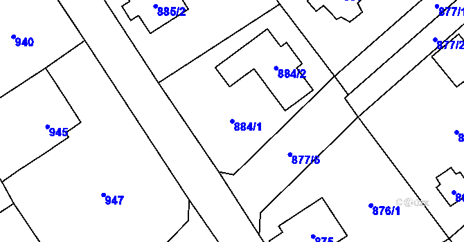 Parcela st. 884/1 v KÚ Černošice, Katastrální mapa