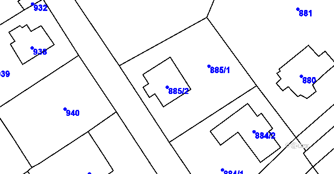 Parcela st. 885/2 v KÚ Černošice, Katastrální mapa