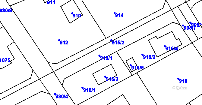 Parcela st. 915 v KÚ Černošice, Katastrální mapa