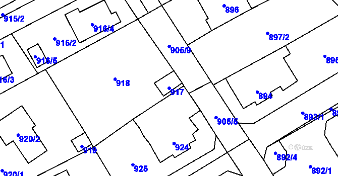 Parcela st. 917 v KÚ Černošice, Katastrální mapa