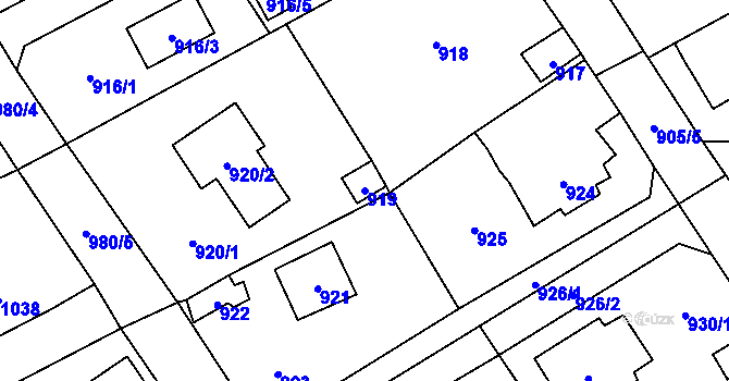 Parcela st. 919 v KÚ Černošice, Katastrální mapa