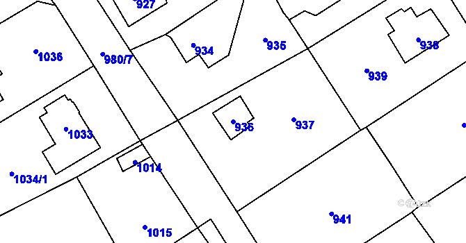 Parcela st. 936 v KÚ Černošice, Katastrální mapa