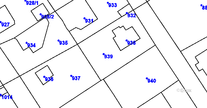 Parcela st. 939 v KÚ Černošice, Katastrální mapa